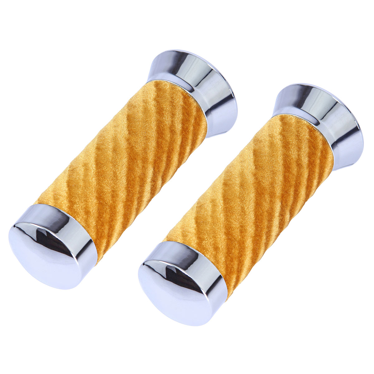 Custom Swirl Velour Grips 7/8 long 130mm Chrome/Yellow.
